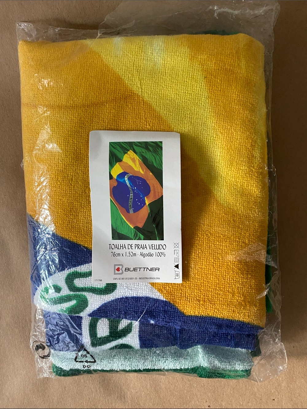 Yellow & Blue Brazilian Flag Beach Towel - Buettner Label